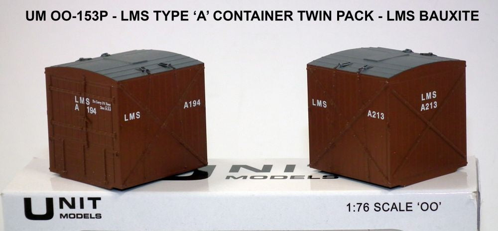 Type 'A' container - LMS Bauxite (2 pcs) Running Numbers A194 & A213 OO – diecast model (view 2)