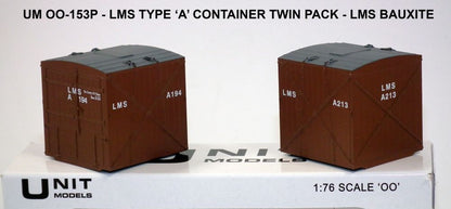 Type 'A' container - LMS Bauxite (2 pcs) Running Numbers A194 & A213 OO – diecast model (view 2)