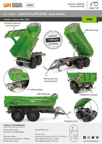 Available to Order – Joskin KTP 22/50 Green 1:32 (UNI 6803)