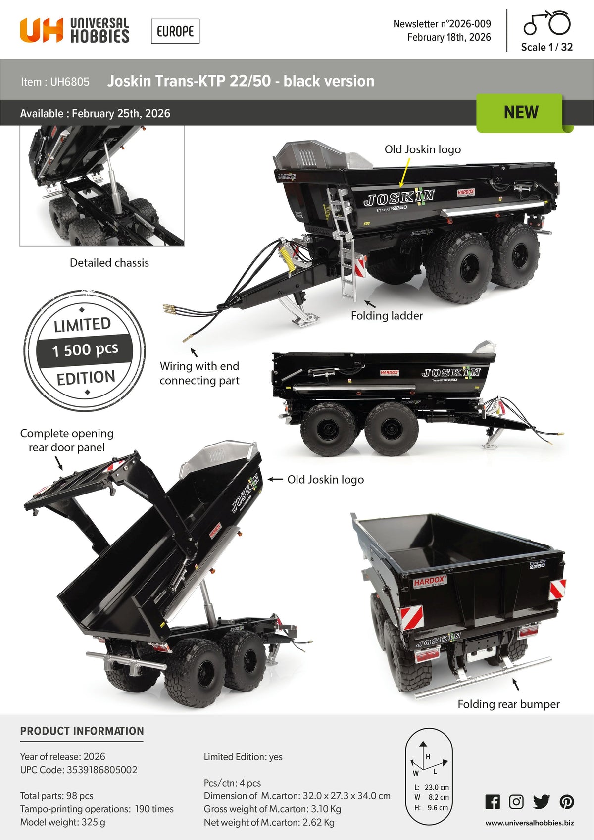 Joskin KTP 22/50 Black 1:32 – diecast model (view 2)