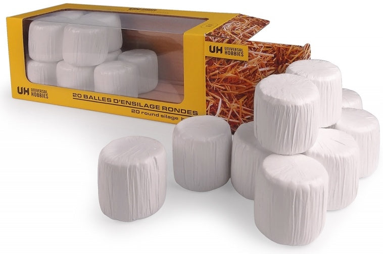 Pack of 20 Round Silage Bales White 1:32 Universal Hobbies Model (view 3)