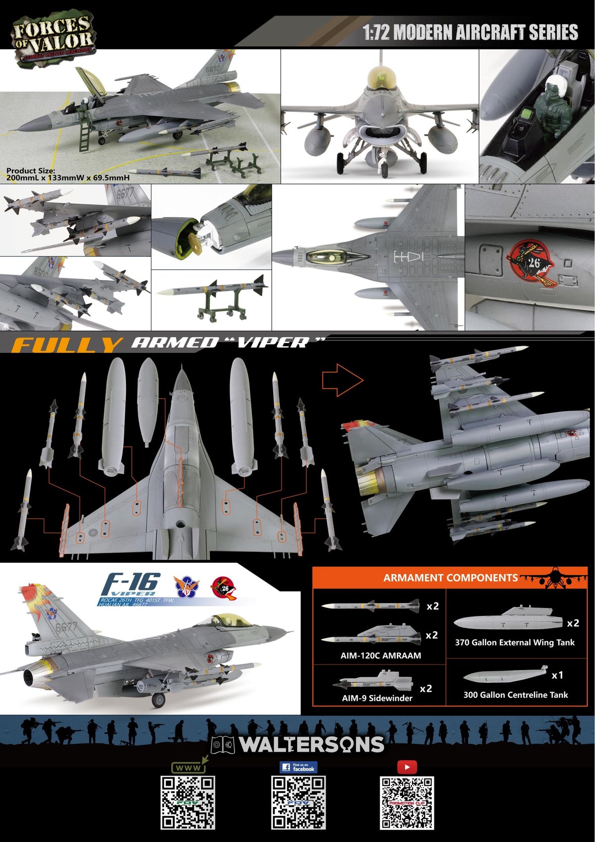 Lockheed Martin F16A Block 20 ROCAF 26TH TFG 401ST TFW HUALIAN AB #6677 1:72 – diecast model (view 3)