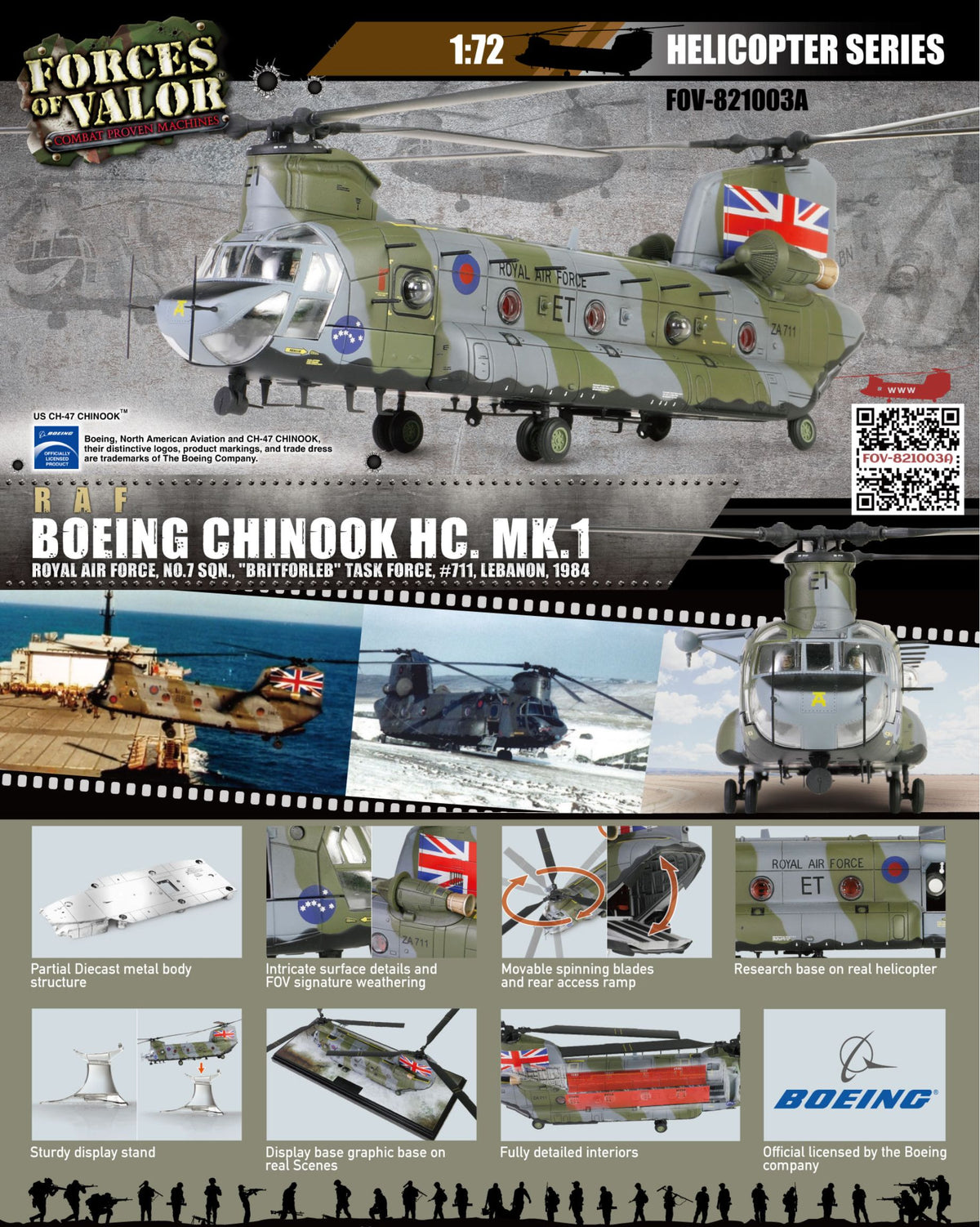 Chinook RAF 7th Squadron Lebanon 1984 1:72 Forces Of Valor Model (view 2)