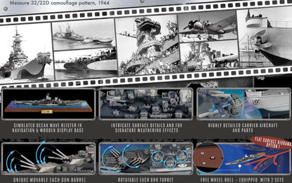 USS Missouri Iowa Class Battleship (BB-63) (Waterline Series) Meausre 32/22D Camo '44 1:700 – diecast model (view 2)
