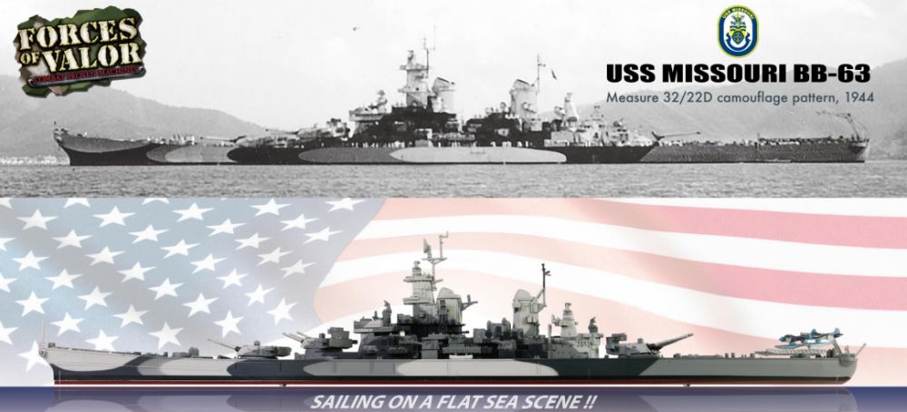 USS Missouri Iowa Class Battleship (BB-63) (Waterline Series) Meausre 32/22D Camo '44 1:700 – diecast model (view 3)