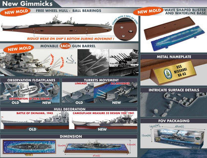 USS Missouri Iowa Class Battleship (BB-63) (Waterline Series) Meausre 32/22D Camo '44 1:700 – diecast model (view 4)