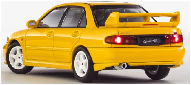 Available to Order – Mitsubishi Evo 3 Yellow Light-up 1:64 Whelart Model (WHE 003A)