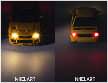 Available to Order – Mitsubishi Evo 3 Yellow Light-up 1:64 Whelart Model (WHE 003A)