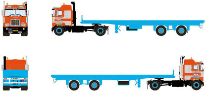 Available To Order – Mack F700 4x2 Classic Flatbed Trailer 2 Axle van der Meijden 1:50 (WSI 01-4408)