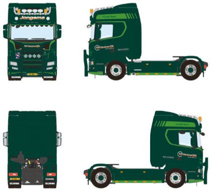 Available To Order – Scania R Highline CR20H 4x2 Sjoerd Jongema Transport 1:50 (WSI 01-4513)