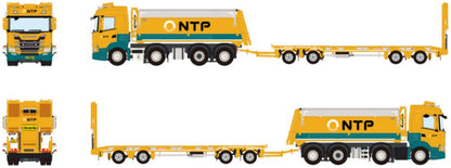 Available To Order – Scania G Normal CG17N Tipper 8x2 TAG Axle Low Loader Drawbar Trailer 4 Axle NTP 1:50 WSI Models Model (WSI 01-4966)