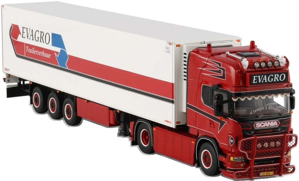 Available To Order – Scania R6 Topline 4x2 Reefer Trailer 3 Axle Evagro 1:50 (WSI 01-4996)