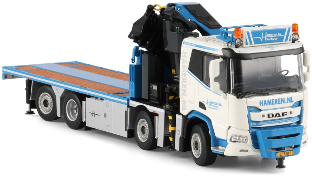Available To Order – DAF XD SL Riged Flatbed Truck 8x2 Tag Axle w/Palfinger PK 480 TEC van Hameren B.V. 1:50 (WSI 01-5072)