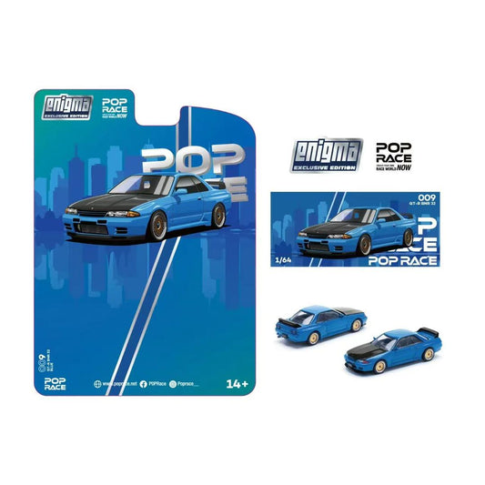 Nissan GT-R BNR32 Blue Enigma Exclusive Edition 1:64 Pop Race Model Car (PRE009)