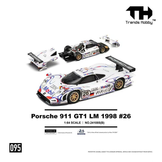 Porsche 911 Gt1 Lm 1998 (Open Engine) with Removable Engine Cover Tre241085(b) 1:64 Trends Hobby Diecast Model