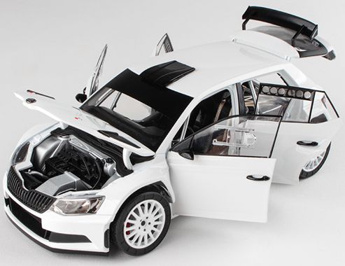 Available To Order – Skoda Fabia III R5 2015 White 1:18 Abrex Model (ABR 118X605E)