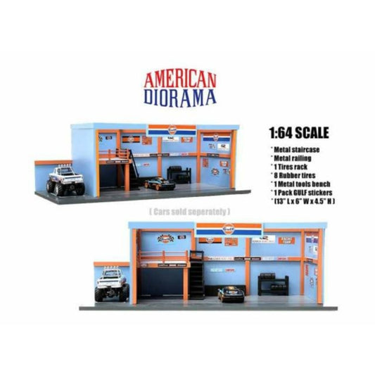 THIS ITEM IS AVAILABLE TO ORDER FROM OUR SUPPLIER - 1:64 AMERICAN DIORAMA AD76531 GULF GARAGE DIORAMA