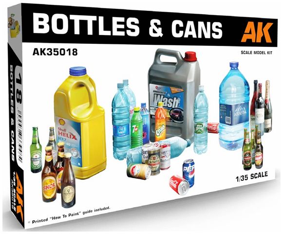 Available To Order – Bottles + Cans 1:35 AK Interactive Model (AKI 35018)
