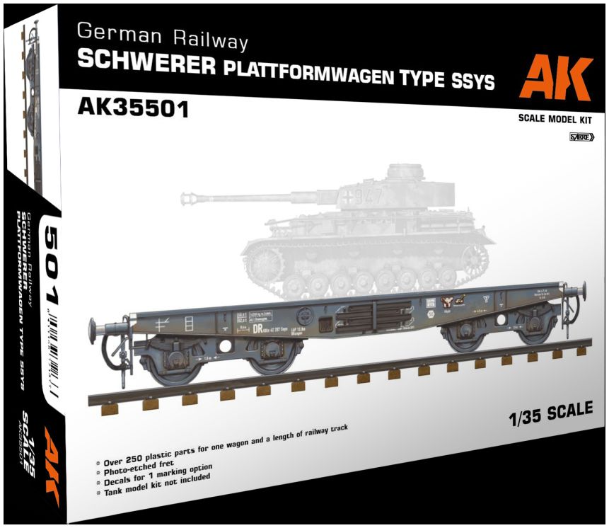 Available To Order – German Railway Schwerer Platformwagen Tyme SSYS 1:35 AK Interactive Model (AKI 35501)