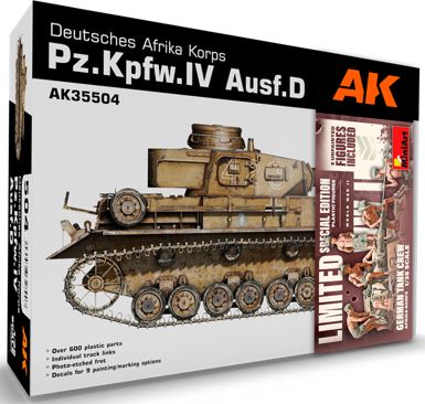 Available To Order – PZ.KPFW.IV AUSF.D Afrika Korps + 5 Figures German Tank Crew Afrika Korps 1:35 AK Interactive Model (AKI 35504B)