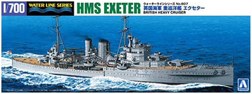 Available To Order – British Heavy Cruiser HMS Exeter 1:700 Aoshima Model (AOS 06754)