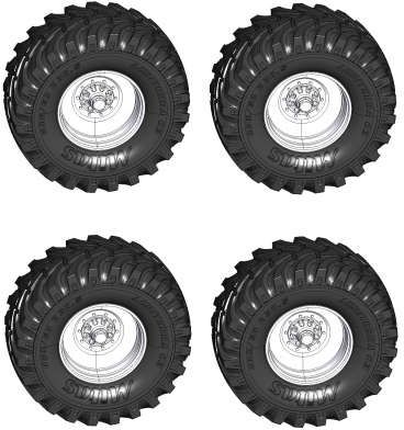 Available to Order – Mitas Agriterra 03 680/60-R30.5 (Tyres) set of 4 tyres incl Silver RIM and HUB 1:32 (AT 3200128)