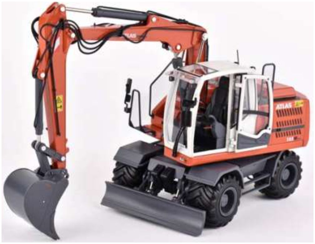 Available To Order – Atlas 185W Wheeled Excavator Classic w/Nokian Tyres & Standard Atlas Bucket 1:32 (AT 3200153)