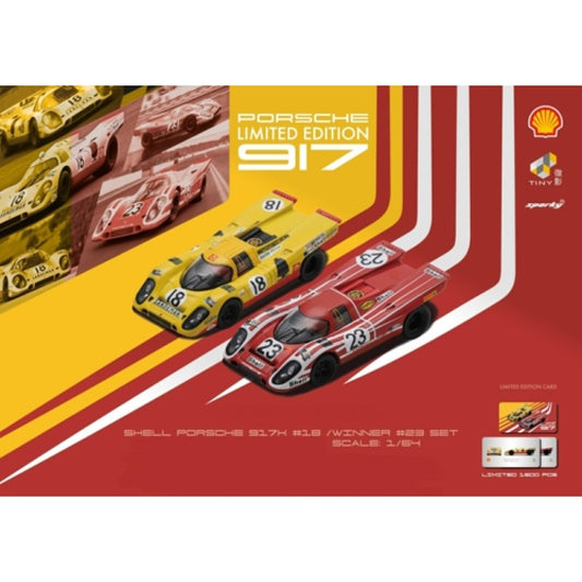 THIS ITEM IS AVAILABLE TO ORDER FROM OUR SUPPLIER - 1:64 TINY CITY ATCYCOMBO64001 PORSCHE 917K SHELL COMBO LE MANS WINNER 1970 AND SHELL 24H LE MANS 1970 PIPER/VAN LENNEP NO.18 (SPARKY X TINY X SHELL)