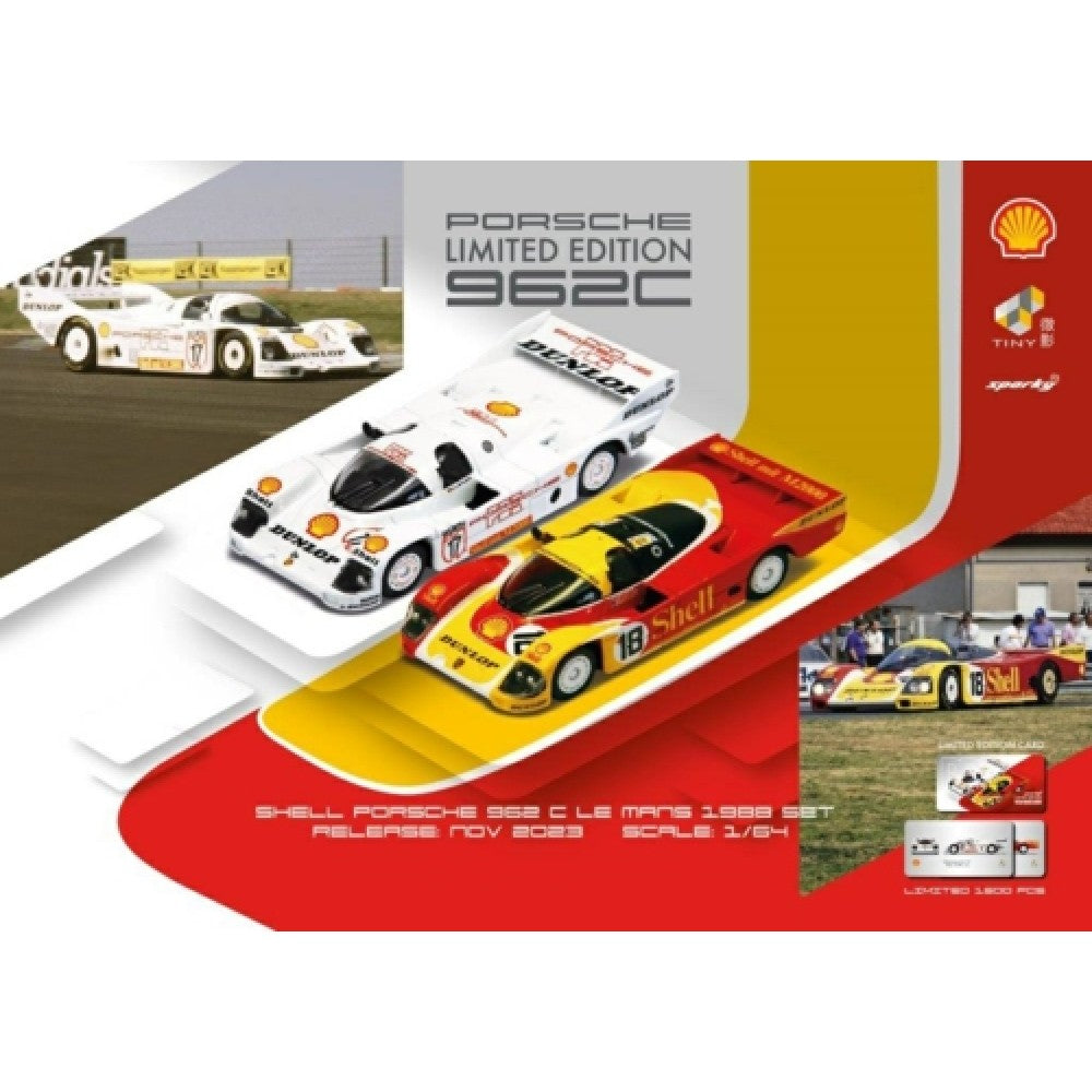 THIS ITEM IS AVAILABLE TO ORDER FROM OUR SUPPLIER - 1:64 TINY CITY ATCYCOMBO64005 PORSCHE 962C SHELL COMBO LE MANS 1988 NO.18 AND DUNLOP SUPERCUP H.J.STUCK 1987 NO.17 (SPARKY X TINY X SHELL)