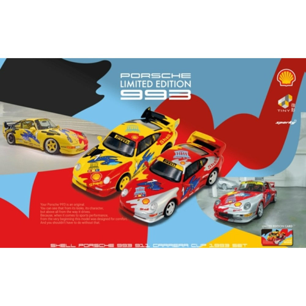 THIS ITEM IS AVAILABLE TO ORDER FROM OUR SUPPLIER - 1:64 TINY CITY ATCYCOMBO64006 PORSCHE 993 CARRERA CUP 1993 SHELL COMBO WITH REAR SPOILER (SPARKY X TINY X SHELL)