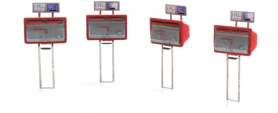 Available to Order – Letter boxes red-grey (4x) 1:87 Resin Kit,  Unpainted 1:87 (ATT 10392)