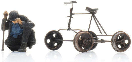 Bicycle Draisine + Figure Ready-Made, Painted 1:87 Artitec Model