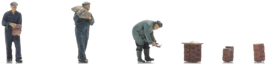 Available To Order – Bricklayers 1930s - 1990s (3x) Ready-Made Figures 1:120 Artitec Model (ATT 5120001)