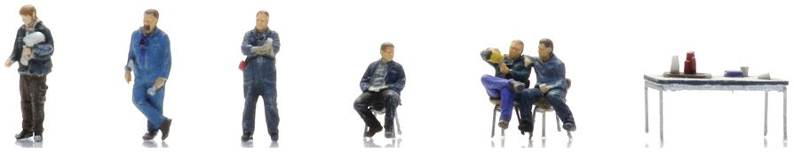 Available To Order – Steelworkers (6x) Ready-Made Figures 1:160 Artitec Model (ATT 5160008)