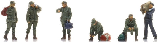 Conscripts on Leave Awaiting Train Ready-Made, Painted 1:87 Artitec Model