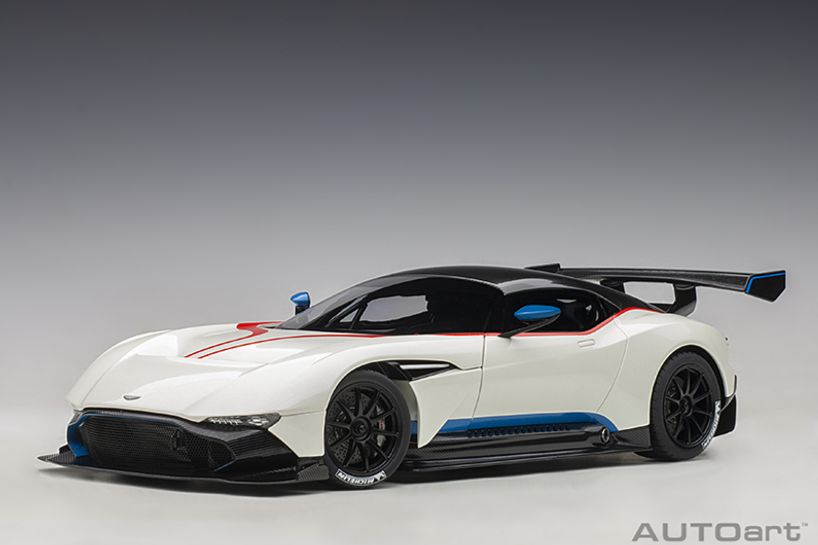 Available To Order – Aston Martin Vulcan Stratus White with Blue and Red Stripes 1:18 AutoArt Model (AUT 70261)
