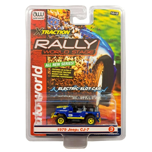 Available to Order – 1979 Jeep Cj-7 No.441 Blue Firestone Electric Slot Car 1:64 Auto World Model (AWSC380B-3)