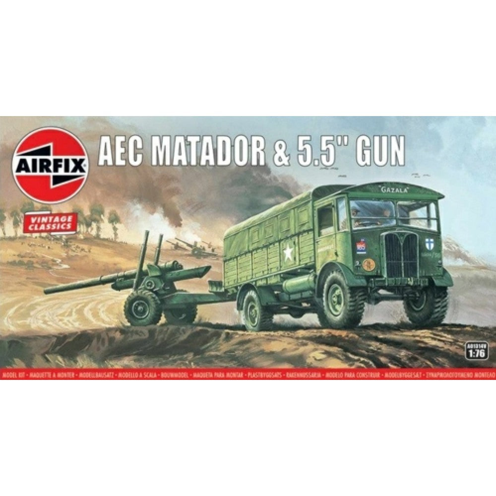 Available to Order – Aec Matador and 5.5inch Gun (vintage Classics) (Plastic Kit) 1:76 Airfix Model (AX01314V)