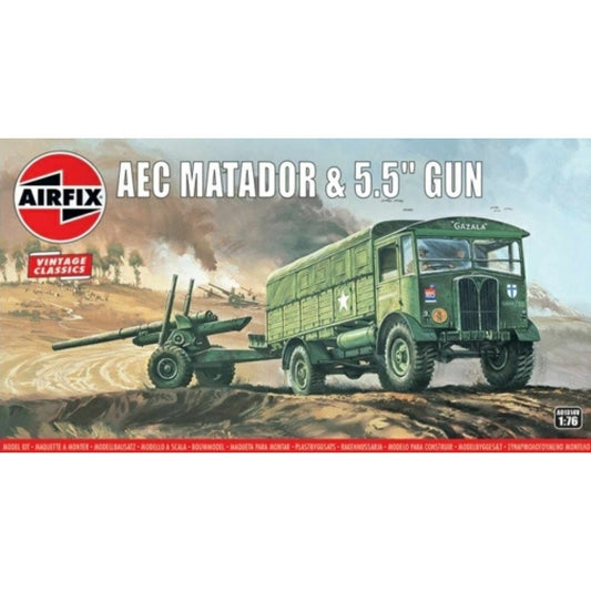 Available to Order – Aec Matador and 5.5inch Gun (vintage Classics) (Plastic Kit) 1:76 Airfix Model (AX01314V)