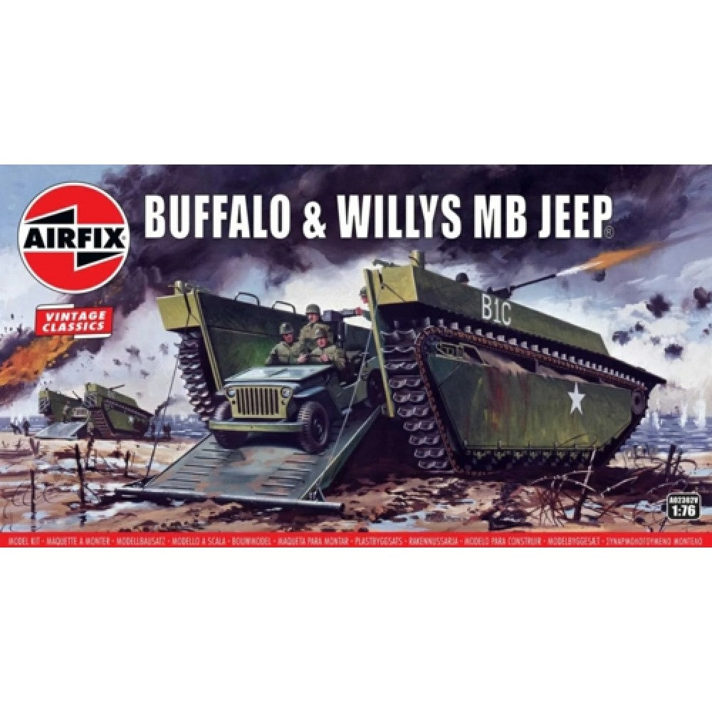 Available to Order – Buffalo Amphibian Lvt and Jeep (Plastic Kit) 1:76 Airfix Model (AX02302V)