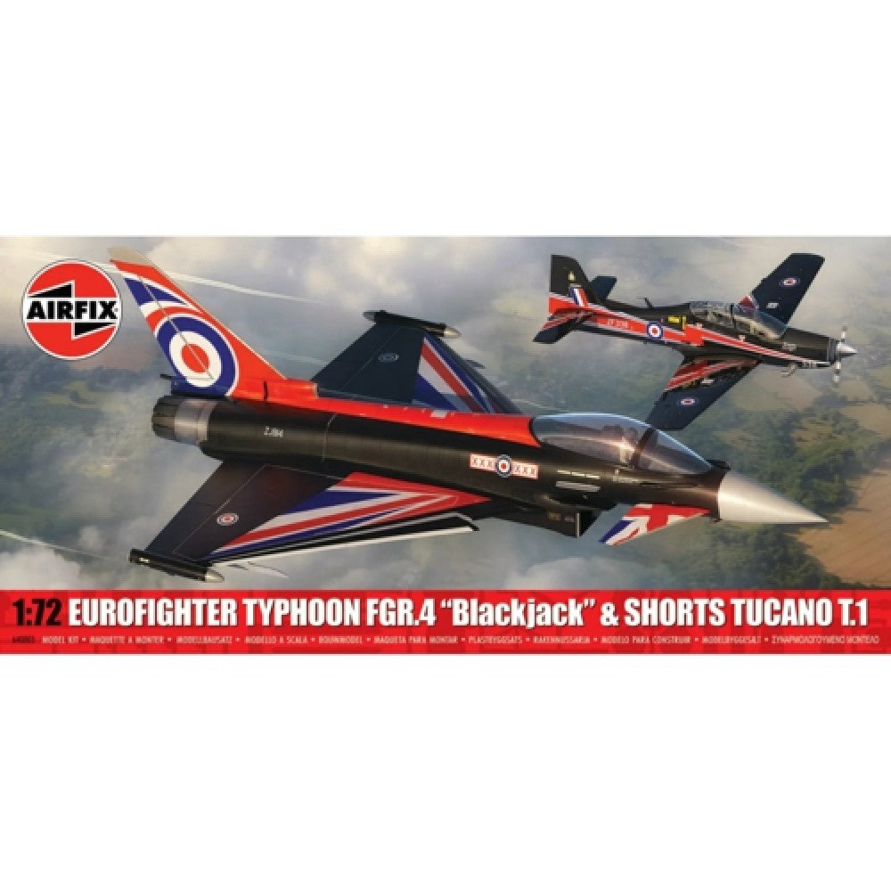 Available to Order – Twin Pack - Eurofighter Typhoon Fgr.4 (blackjack) and Shorts Tucano T.1 (Plastic Kit) 1:72 Airfix Model (AX40003)