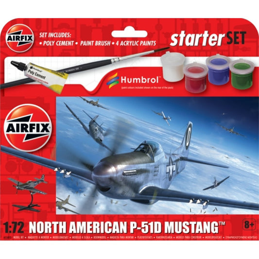 THIS ITEM IS AVAILABLE TO ORDER FROM OUR SUPPLIER - 1:72 AIRFIX AX55013 STARTER SET - NORTH AMERICAN P-51D MUSTANG (PLASTIC KIT)
