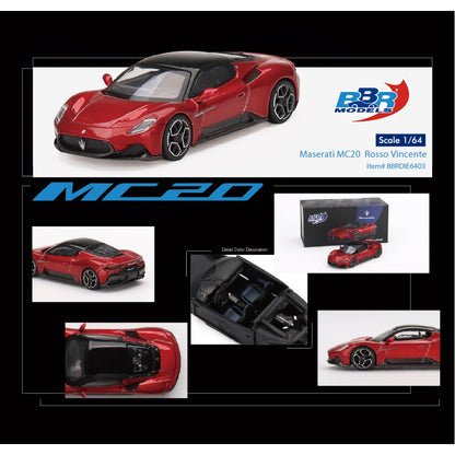 Maserati MC20 Rosso Vincente 1:64 BBR Model Car (BBRDIE6403)