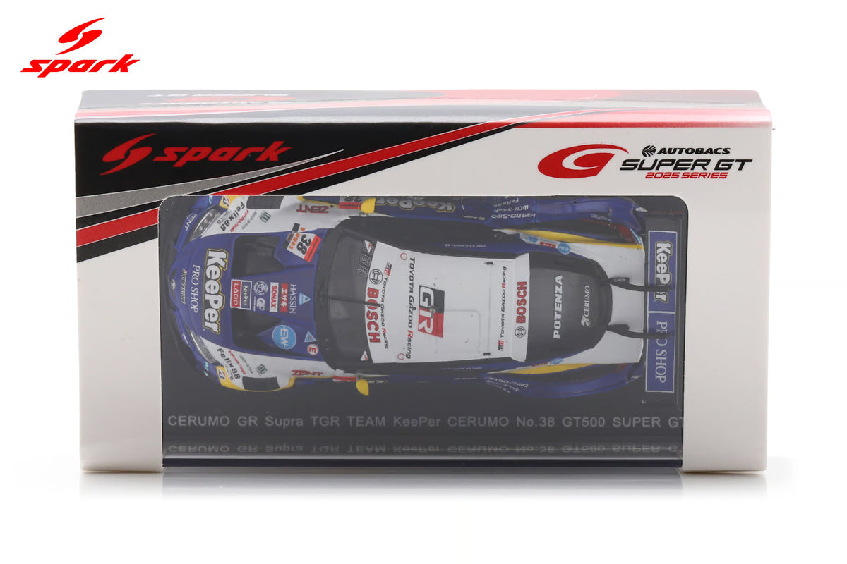 KeePer Cerumo GR Supra TGR Team KeePer Cerumo #38 GT500 Super GT 2025 Ishiura/Oyu 1:64 Spark Model (view 3)