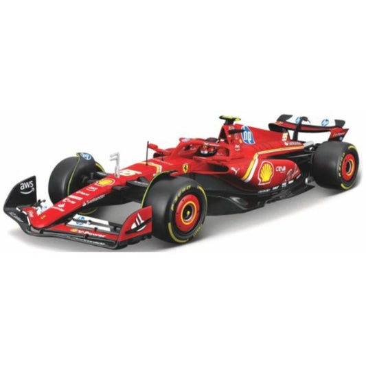 PRE ORDER STOCKS DUE DECEMBER 2025 / JANUARY 2026 1/24 BURAGO BG26823S FERRARI SF-24 NO.55 CARLOS SAINZ F1 2024 WITH FIGURE