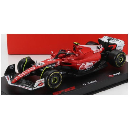 THIS ITEM IS AVAILABLE TO ORDER FROM OUR SUPPLIER - 1:43 BURAGO BG36835-S-VEGAS FERRARI F1 SF-23 NO.55 LAS VEGAS USA GP 2023 CARLOS SAINZ WITH DRIVER AND SHOWCASE