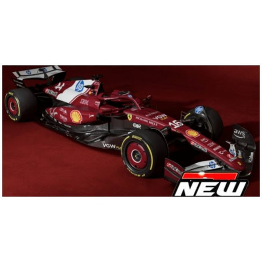 PRE ORDER STOCKS DUE DECEMBER 2025 / JANUARY 2026 1:43 BURAGO BG36852L FERRARI SF-25 NO.16 CHARLES LECLERC SEASON CAR 2025 WITH HELMET