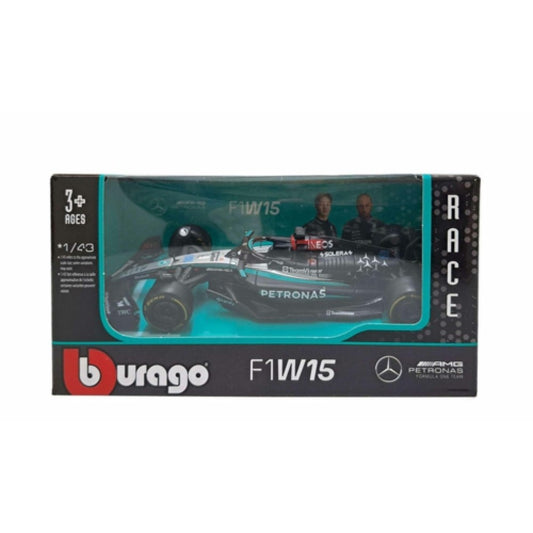 THIS ITEM IS AVAILABLE TO ORDER FROM OUR SUPPLIER - 1:43 BURAGO BG38176R MERCEDES AMG W15 F1 2024 G.RUSSELL CARD BOX