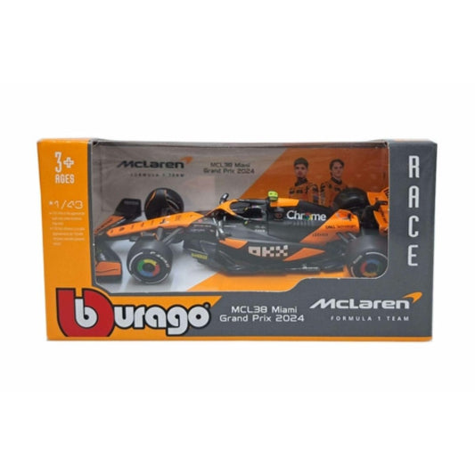 THIS ITEM IS AVAILABLE TO ORDER FROM OUR SUPPLIER - 1:43 BURAGO BG38177N MCLAREN MCL38 F1 2024 L.NORRIS CARD BOX