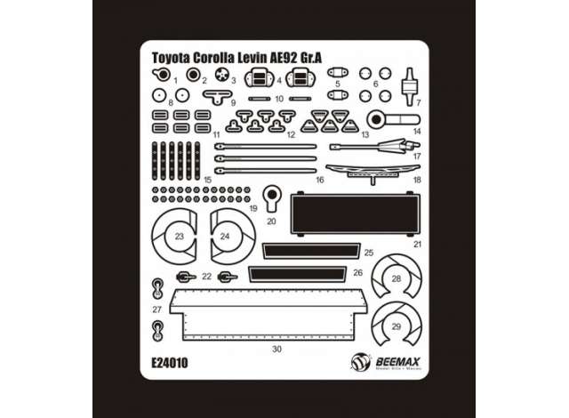 Available to Order – Metal detail Up Parts for Toyota Corolla Levin AE92 Gr.A 1:24 (BMX 24010E)